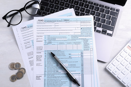 Lodging taxes, picture of tax filing forms