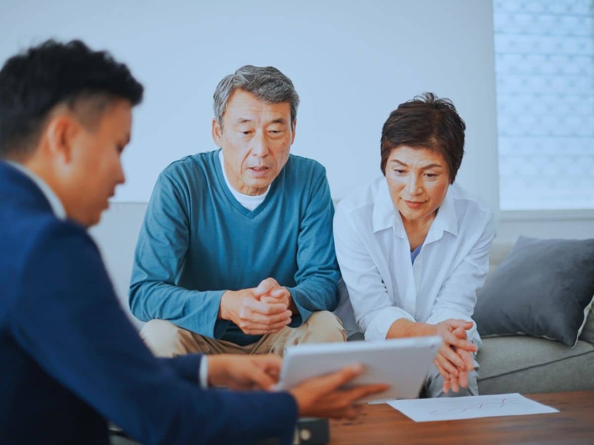 First financial planner meeting for a couple and an adviser.